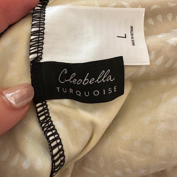 CLEOBELLA TURQUOISE | Halter Neck Gold Embroidered Swimsuit | Size Large - Picture 4 of 4